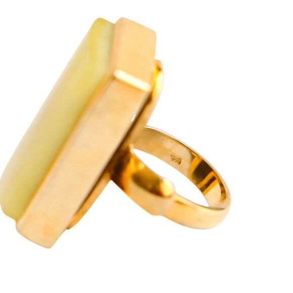 Rare Baltic Butterscotch Lime Cocktail Ring in 14k Gold Plated s925 - Picture 5 of 7